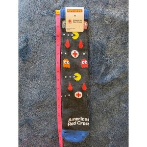 Pac-Man x American Red Cross Gray Crew Socks OSFM New With Tags